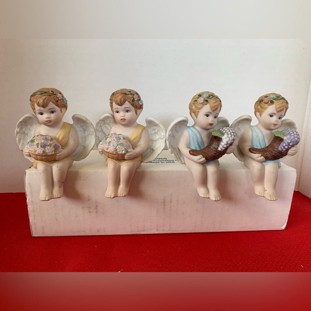 HOME INTERIORS Four Seasons Cherubs 88411-98 Angels Figurines Vintage Lot of 4